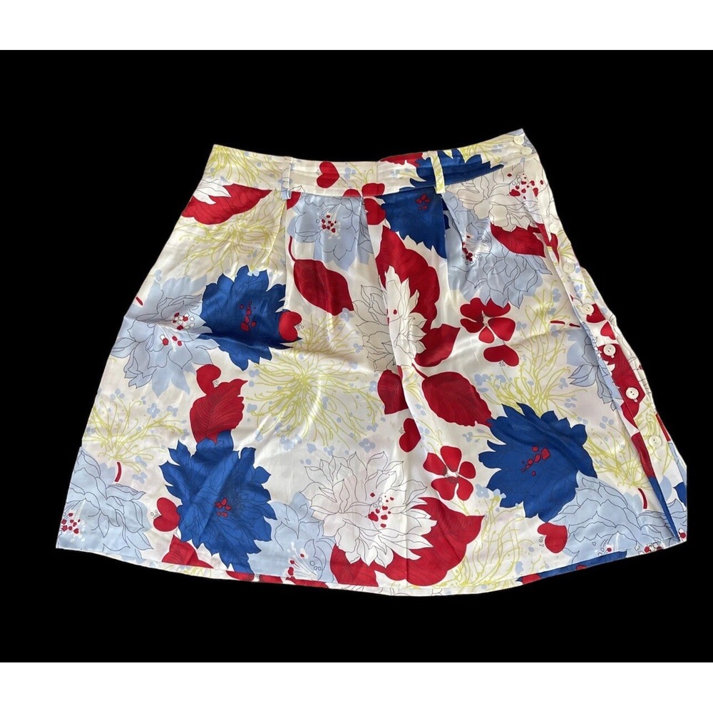 Tommy Hilfiger Skirt 100% Silk Floral Print With Side Buttons $129 - Size 8